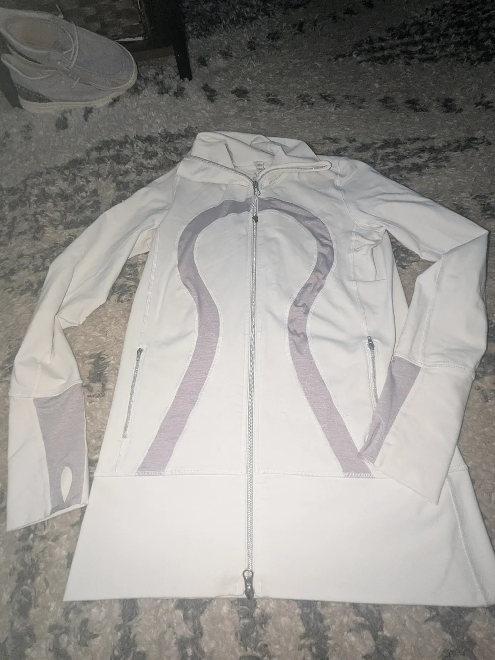 lululemon athletica White Zip-Up Jacket with Light Gray Accents